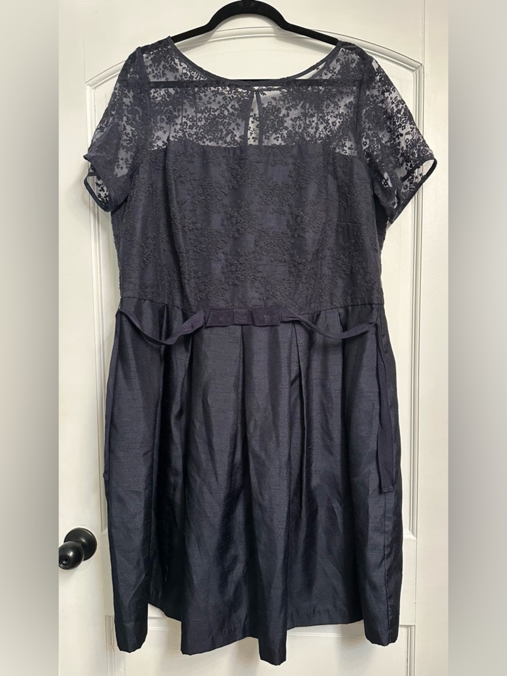 Plus size - Taylor Dark Navy Lace-Top Formal Dress 16 W